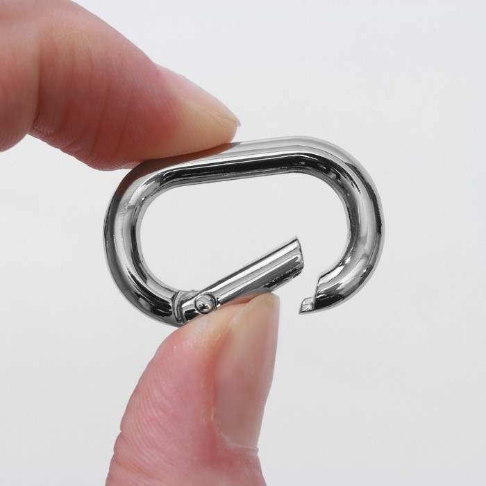 Овал-карабин, 31 &times; 20 мм / 22 &times; 12 мм, толщина - 4 мм, 5 шт, цвет серебряный