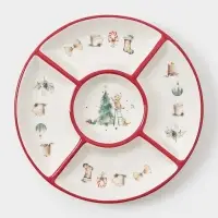 Менажница новогодняя Доляна &laquo;Волшебный праздник&raquo;, 5 секций, 25.5&times;3.1 см, доломит, белая