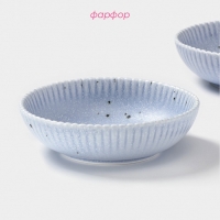 Тарелки глубокие Доляна &laquo;Коралл&raquo;, 700 мл, d=18,2 см, набор 2 шт, фарфор, голубые