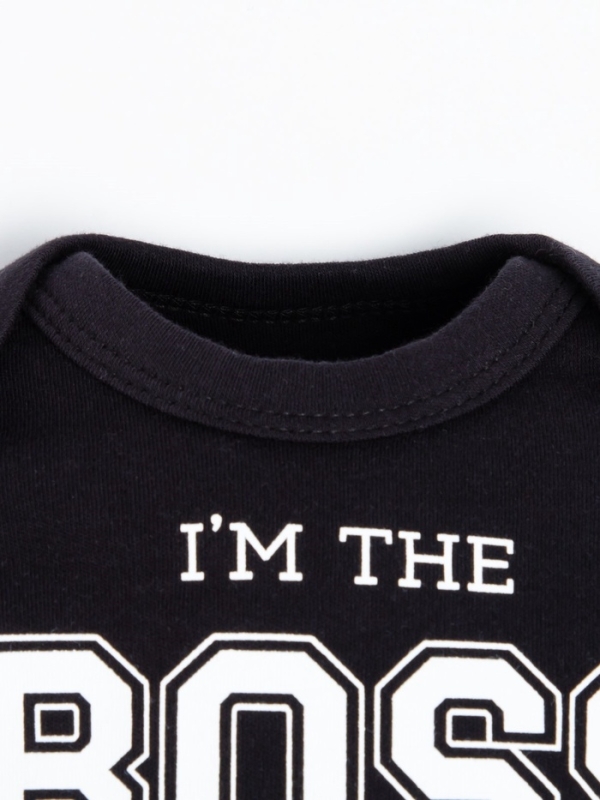 Боди детское с длинным рукавом Крошка Я "Little Boss", рост 68-74 см, цвет чёрный