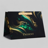 Пакет подарочный ламинированный с широким дном,"Мрамор", 25 &times; 19 &times; 18 см