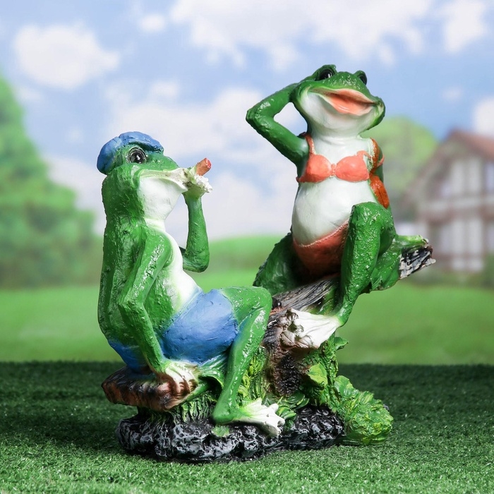 Садовая фигура из полистоуна &laquo;Лягушки на качелях&raquo;, 37&times;17&times;38 см