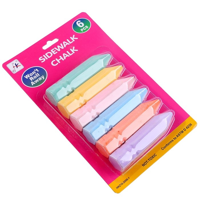 Мелки для рисования &laquo;Карандаши&raquo;, набор 6 цветов, размер 1 шт. &mdash; 2,5 &times; 10 см