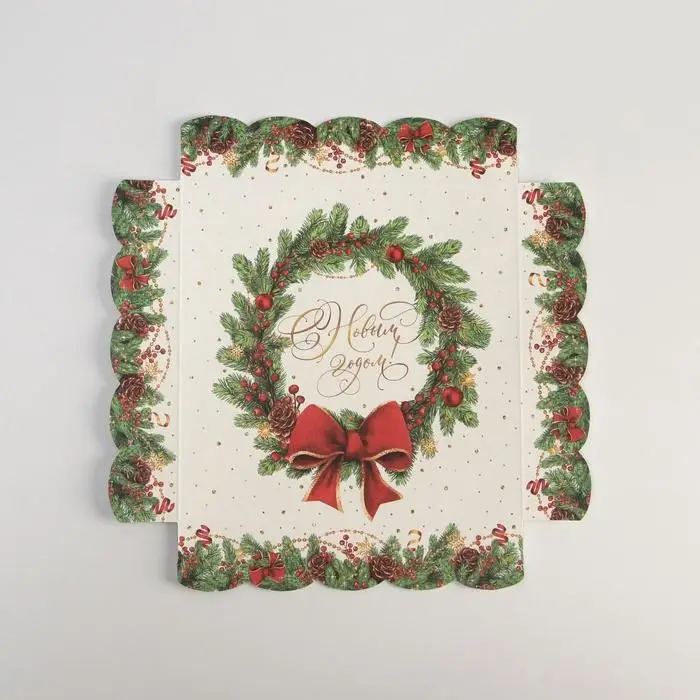 Коробка для кондитерских изделий с пластиковой крышкой &laquo;Бант&raquo;, 15 х 15 х 3 см