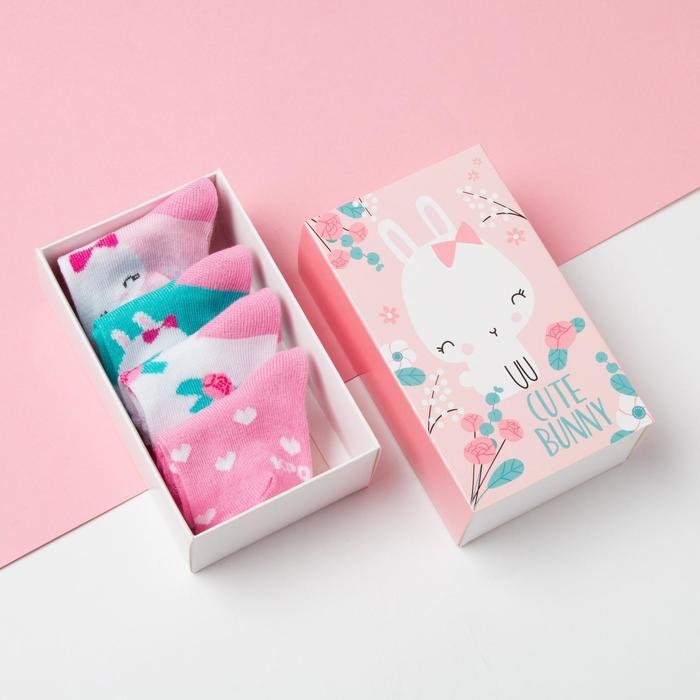 Набор носков Крошка Я &laquo;Зайка&raquo;, 4 пары, 6-8 см