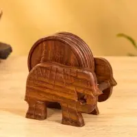 Подставка под горячее "Слон" (набор 6 шт), 12х12х6,5 см, дерево шишам