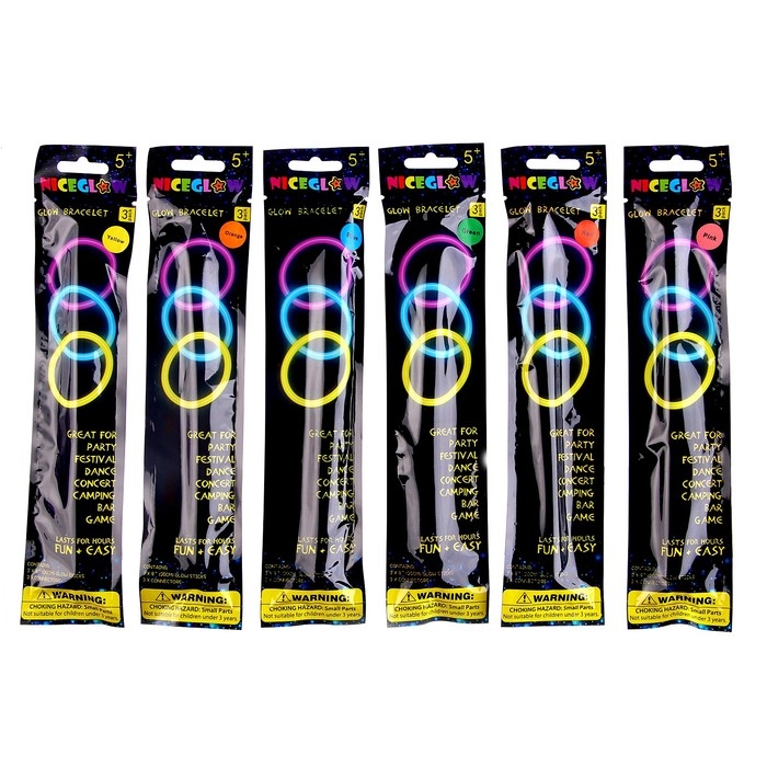 Неоновая палочка &laquo;Браслет&raquo;, набор 3 шт., цвета МИКС