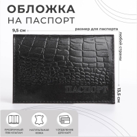 Обложка для паспорта, цвет чёрный Обложка для паспорта, цвет чёрный