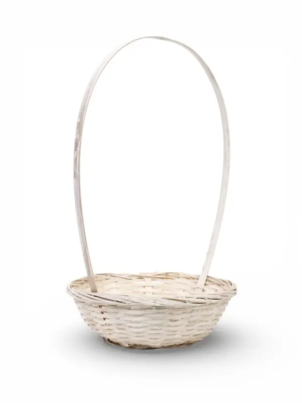 Корзина плетеная 20 х 20 х _ см, ручка h=21 см белый