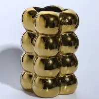 Ваза керамика настольная "Дайзи" шарики, h=20х11, d=7 см, золото