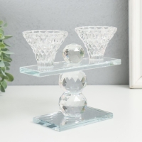 Подсвечник стекло на 2 свечи "Две чаши на пъедестале" прозрачный d=2,3 и 4 см 5,5х15х13 см 970282 Подсвечник стекло на 2 свечи "Две чаши на пъедестале" прозрачный d=2,3 и 4 см 5,5х15х13 см 970282