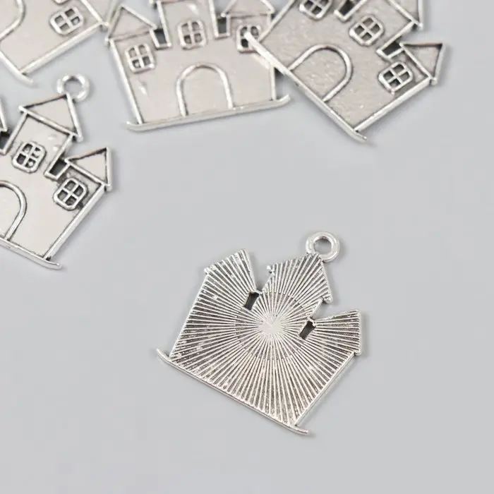 Металлический элемент, декоративная подвеска &laquo;Арт Узор. Замок&raquo;, серебро, 2.4&times;2.1 см