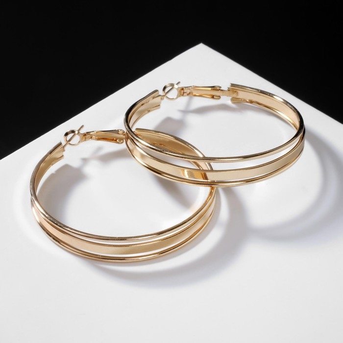 Серьги-кольца &laquo;Карма&raquo; крупная линия, цвет золото, d=4