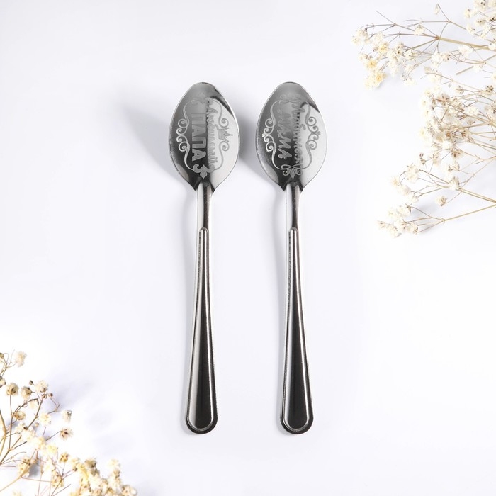 Ложки с гравировкой, набор 2 шт &laquo;Лучшим родителям&raquo;, 15,5 х 25,5 см.