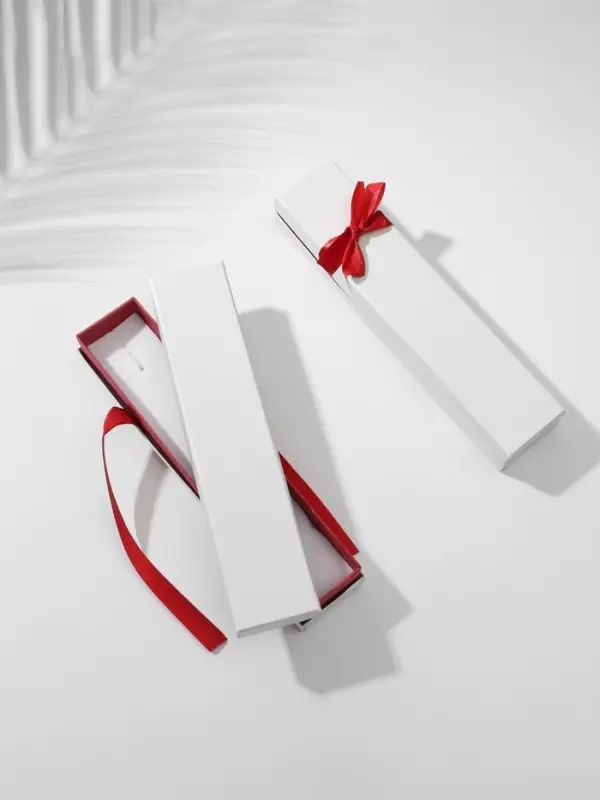 Набор коробочек под браслет/цепочку/часы 6шт. "Лента", 21*4, цв бело-бордовый  (5050517)