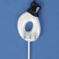 Свеча для торта &laquo;Джентельмен&raquo;, цифра 0, белая