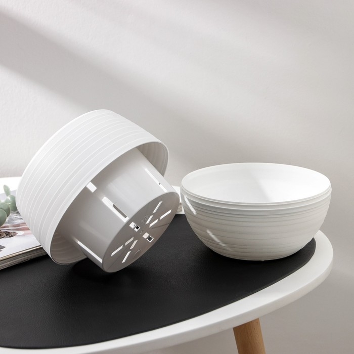 Горшок для цветов с поддоном &laquo;Япония&raquo; 1,2 л, цвет белый