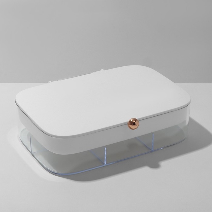 Подставка для украшений &laquo;Шкатулка&raquo; 2 яруса, 30 ячеек, 18&times;14&times;5 см, пластик, цвет белый