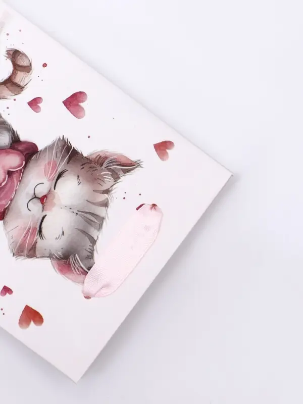 Пакет подарочный вертикальный &laquo;Сердечный котик&raquo;, S 12&times;15&times;5.5 см