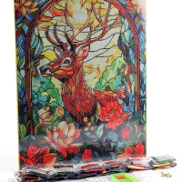 Алмазная мозаика с полным заполнением на холсте с подрамником &laquo;Витраж с оленем&raquo;, 40 х 50 см