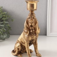 Подсвечник полистоун на 1 свечу "Бладхаунд" золото 11х8х19,5 см
