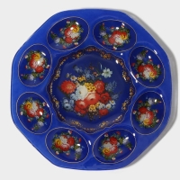 Подставка стеклянная для яиц 8 ячеек Доляна &laquo;Русские мотивы&raquo;, d=21 см