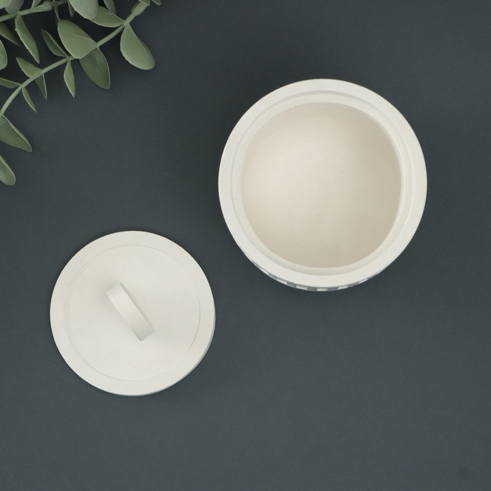 Шкатулка с крышкой - подсвечник "Лилия" 8х8см, белая