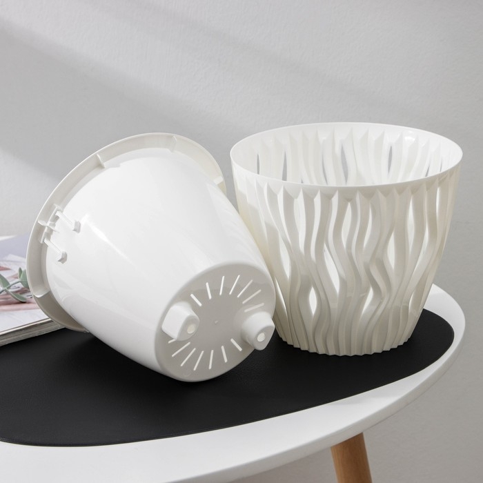 Кашпо для цветов со вставкой &laquo;Вдохновение&raquo;, 3 л, цвет белый