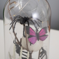 Светильник колба «Череп с пауками» 1,5Вт, LED, 3xAAA, черный USB 11х11х21см Светильник колба «Череп с пауками» 1,5Вт, LED, 3xAAA, черный USB 11х11х21см