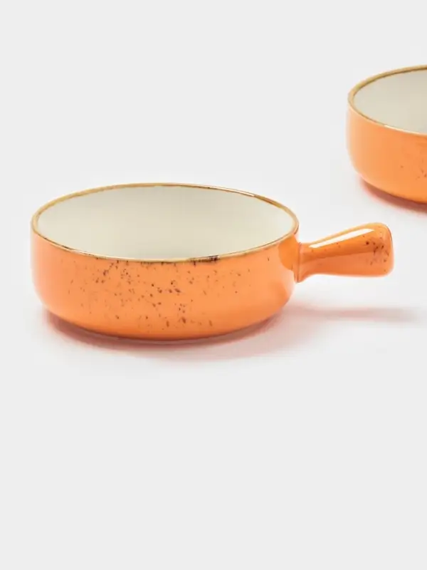 Кокотницы Magistro &laquo;Церера&raquo;, набор 2 шт., 500 мл, d=15 см, фарфор, оранжевые