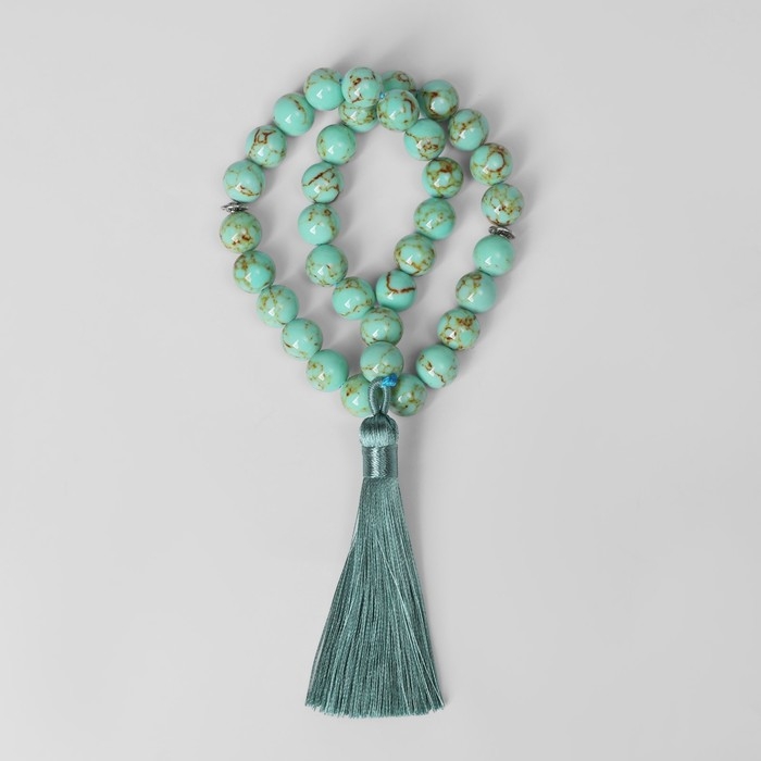 Чётки мусульманские шар №10 &laquo;Бирюза старая&raquo;, 35 бусин через перемычку
