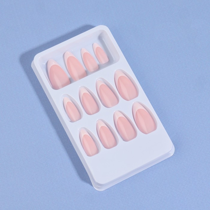 Накладные ногти &laquo;Classic French&raquo;, 24 шт, с клеевыми пластинами, форма миндаль, цвет нежно-розовый/белый