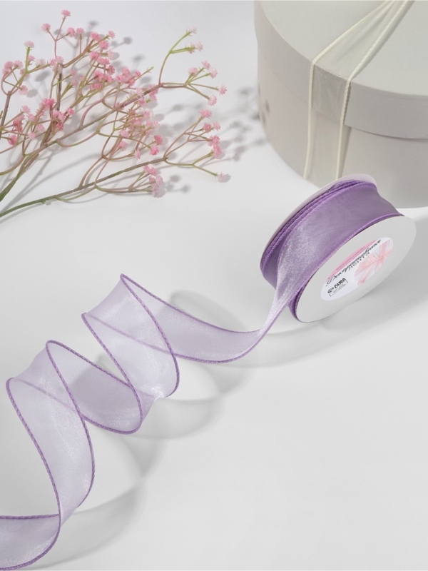 Лента капроновая &laquo;Волна&raquo;, с блеском, 40 мм, 10 &plusmn; 1 м, цвет сиреневый №21