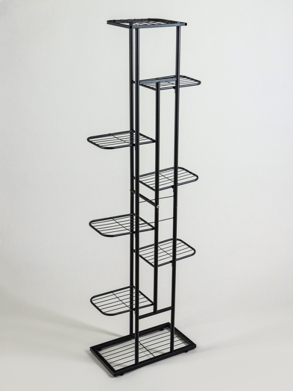 Подставка для цветов Greengo, 8 полок, 43 &times; 22 &times; 141 см, напольная, металл, чёрная