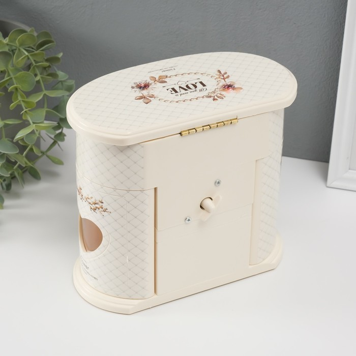 Шкатулка музыкальная механическая "Комод с цветами" белая 17,5.20х11 см