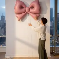 Воздушный шар фольгированный 50" "Бант" цвет розовый матовый