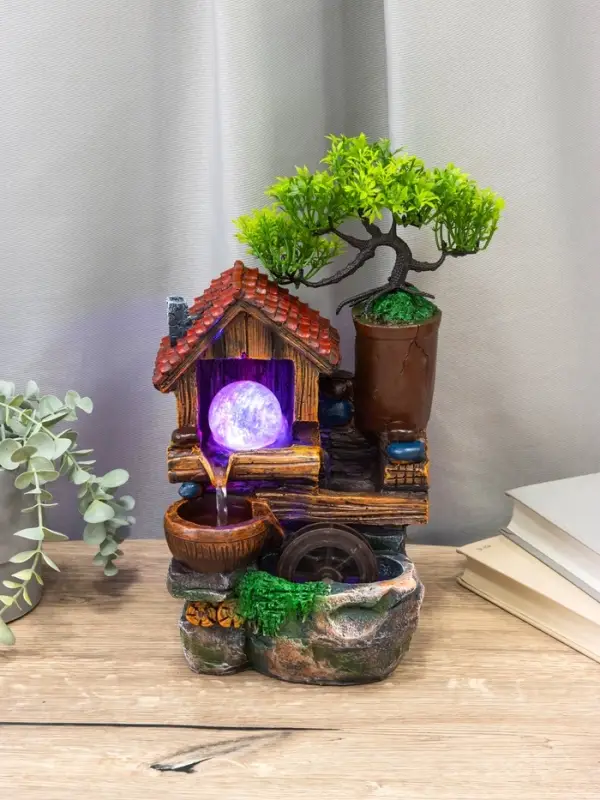 Фонтан "Домик под деревом" 32х15х13 см (с подсветкой)