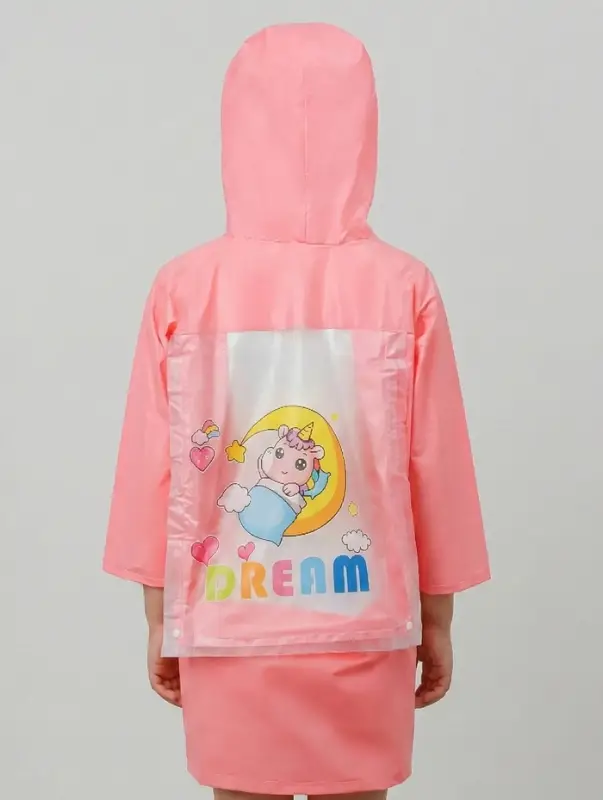 Дождевик детский, розовый единорог, рост 100-110 накл ОТ