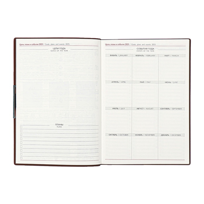 Еженедельник датир 2025г мягк обл иск кож А6+ 80л ESCALADA, тис ф, кр бл 70 г/м&sup2;, кор-ый