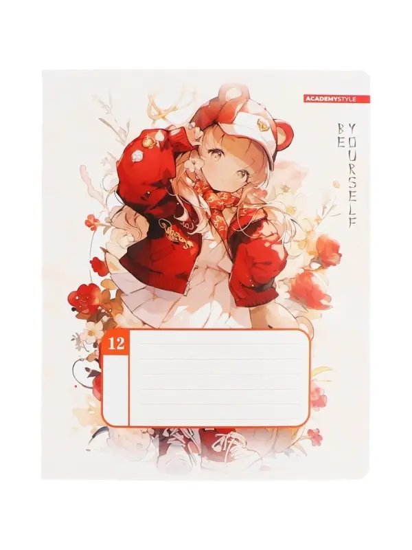 Тетрадь 12 листов, в линейку &laquo;С ушками&raquo;, мелованный картон, МИКС