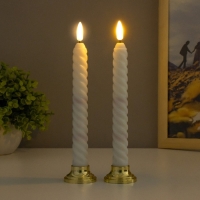 Набор светодиодных свечей, ночники LED RISALUX &laquo;Спираль&raquo;, 2 шт., от батареек 2&times;ААА, 4.5&times;4.5&times;22 см