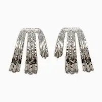 Серьги металл &laquo;Трио&raquo; объёмные, цвет серебро