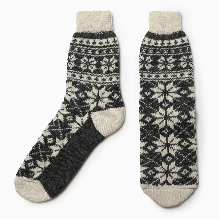 Носки женские шерстяные &laquo;Снежинка белая&raquo;, цвет серый, размер 25