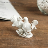 Сувенир керамика "Голубки с розой" белый, страза 5,8х8,7х4,2 см Сувенир керамика "Голубки с розой" белый, страза 5,8х8,7х4,2 см
