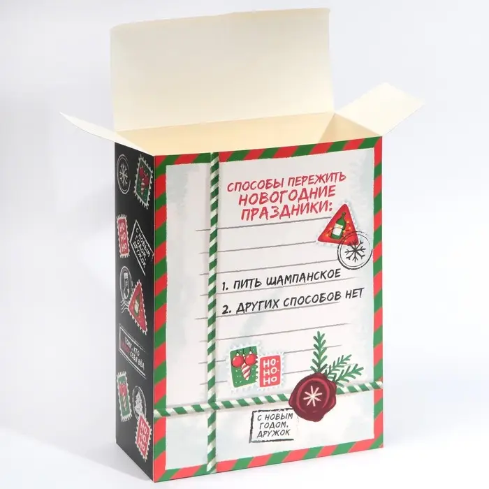 Коробка подарочная новогодняя складная &laquo;Пережить праздники&raquo;, 22 х 30 х 10 см, Новый год