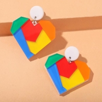 Серьги пластик &laquo;Сердечки&raquo; кусочки, цветные