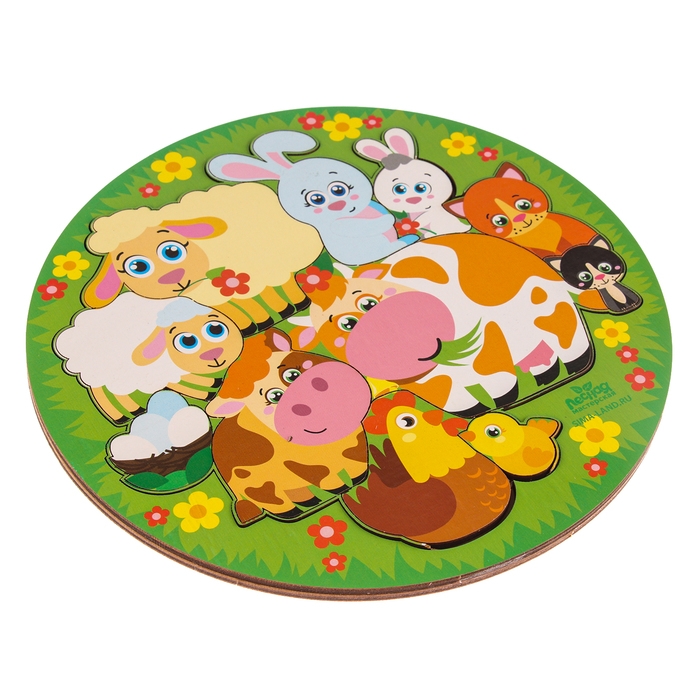 Головоломка логическая &laquo;Животные и детёныши&raquo;, d=20 см