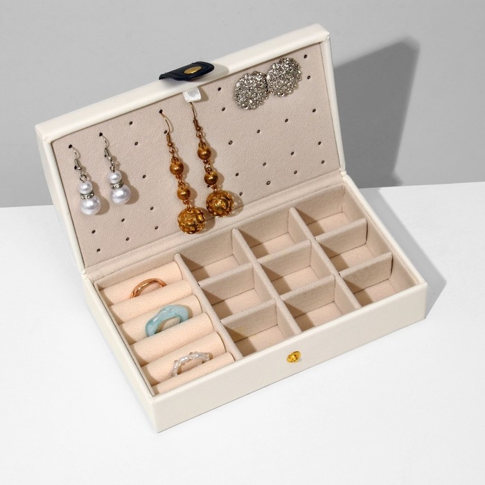 Подставка для украшений &laquo;Шкатулка&raquo; раздвижная, 17&times;9,5&times;6, цвет бежевый