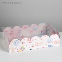 Коробка для печенья, кондитерская упаковка с PVC крышкой, &laquo;Вкусности&raquo;, 20 х 30 х 8 см