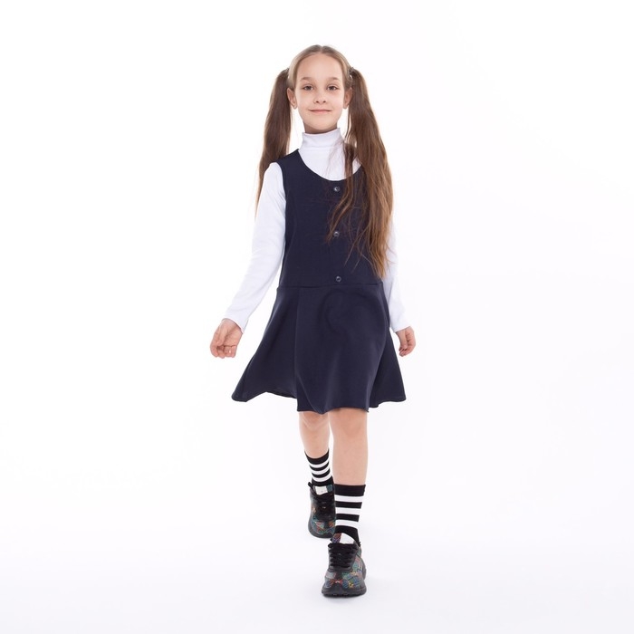 Школьный сарафан для девочки, цвет синий, рост 128 Школьный сарафан для девочки, цвет синий, рост 128